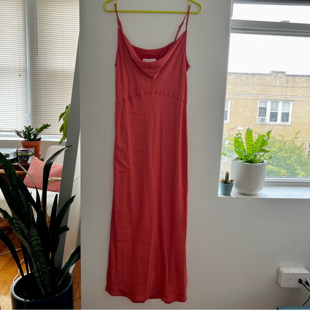 Anthropologie Elyse Bias Slip Dress - Discontinued Coral Color